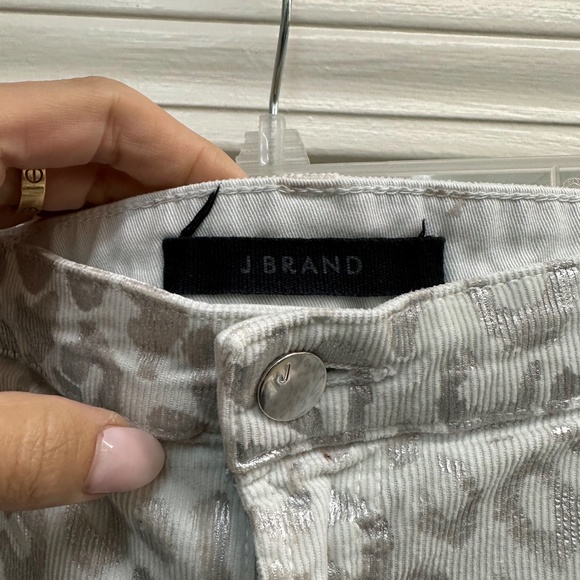 J Brand Selena Mid Rise Crop Boot Corduroy Jeans in Snow Leopard - Picture 6 of 9